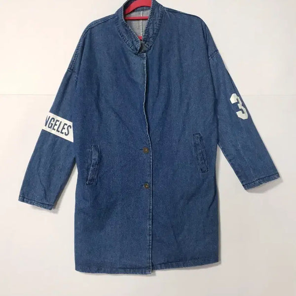 [BUNJANG] Denim Jacket with LA Number 3 Print / 데님 자켓 LA 넘버 3 프린팅 0418