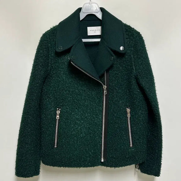 [BUNJANG] Sandro Boucle Wool Dual Biker Jacket / [여자-85~90 (1)]Sandro 산드로 부클 울 듀얼 바이커 자켓