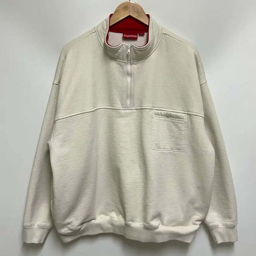 [BUNJANG] Supreme 22FW Washed Half Zip Pullover (Ivory, Large) / [남자-L]Supreme 슈프림 22FW 워시드 하프 집 풀오버