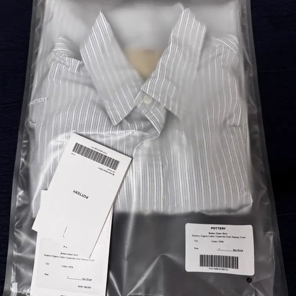 [BUNJANG] Pottery Organic Cotton Typewriter Button-Down Shirt Socks Stripe / 포터리 삭스 스트라이프 버튼다운 셔츠