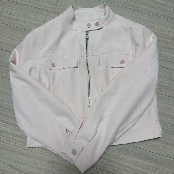 [BUNJANG] Suede Rider Jacket Pale Pink / 스웨이드 라이더자켓 봄가을 아우터 자켓 페일핑크 딸기우유핑크 연핑크 에이블리지그재그