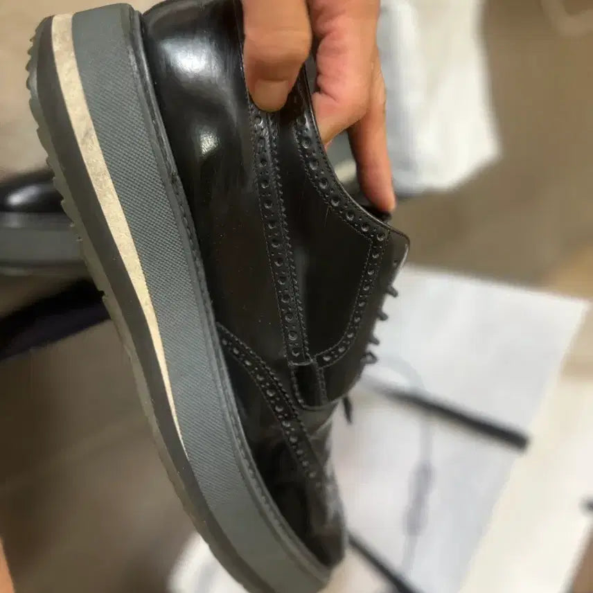 [BUNJANG] Prada Wingtip Platform Shoes Black Leather / 프라다 윙팁 플랫폼 슈즈 블랙 7.5