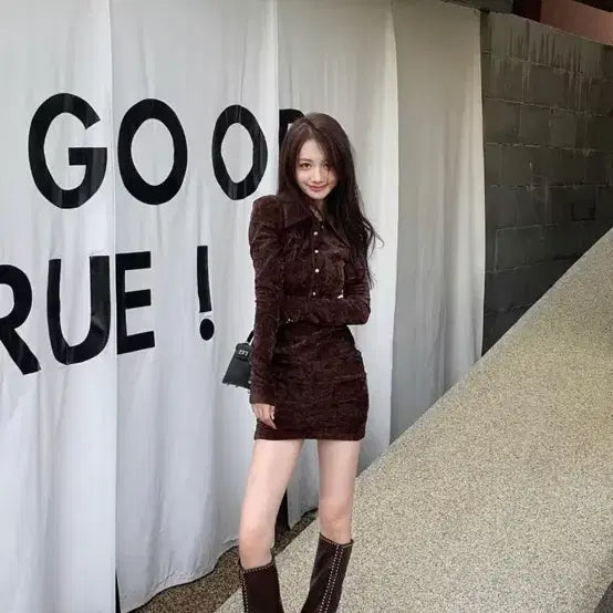 [BUNJANG] Brown Collar Mini Dress / 브라운 카라 미니원피스