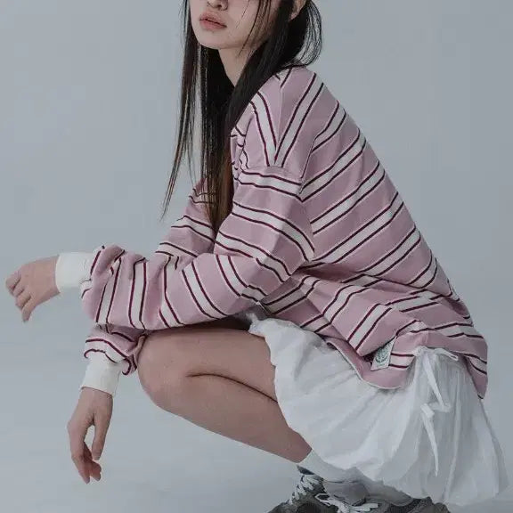 [BUNJANG] Musée Abrill Striped Long Sleeve T-Shirt / 마스 어 에브릴 티셔트