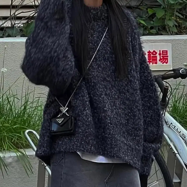 [BUNJANG] Triming Bird Poodle Alpaca Knit Black / 트리밍버드 푸들 알파카 니트 블랙
