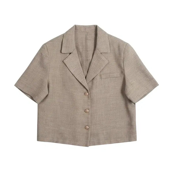 [BUNJANG] Women's Beige Single Breasted Short Sleeve Jacket XL / 여성XL/ 베이지 싱글 반팔자켓 38-63