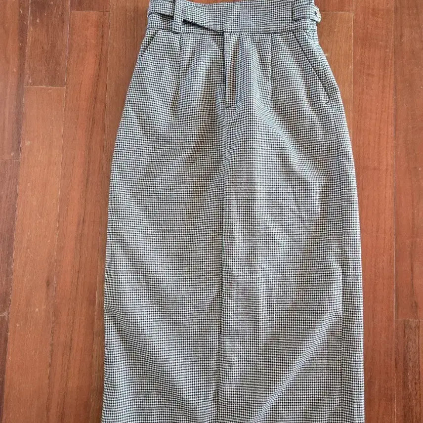 [BUNJANG] Check Pattern Belt Long Skirt / 체크 패턴 벨트 스커트