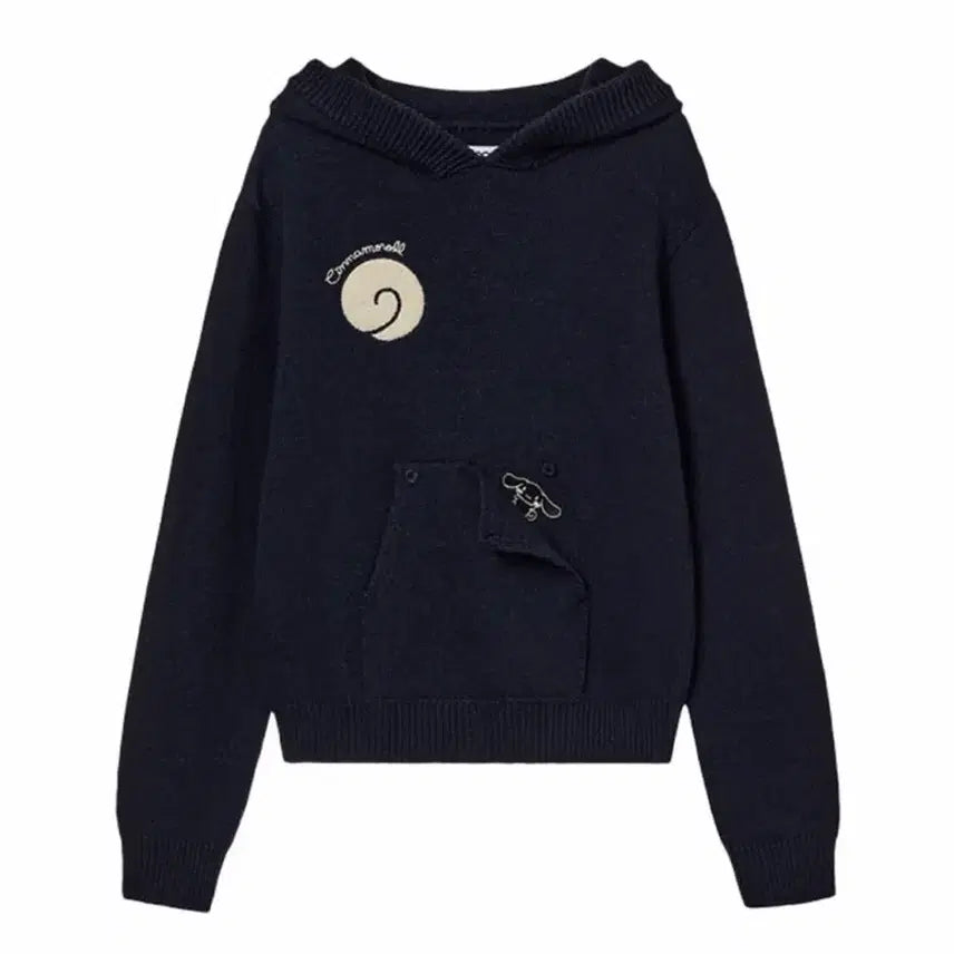 [BUNJANG] Aeae Cinnamoroll Tail Knit Hoodie Navy / aeae 시나모롤 테일 니트 후디 네이비