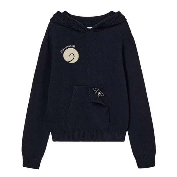 [BUNJANG] Aeae Cinnamoroll Tail Knit Hoodie Navy / aeae 시나모롤 테일 니트 후디 네이비