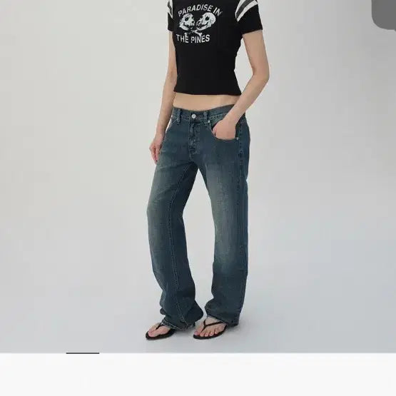 [BUNJANG] Suede Slim Straight Denim Dark Blue / 스웨이드 suade 슬림 스트레이트 데님 다크 블루