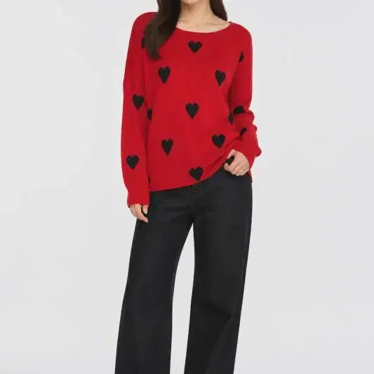 [BUNJANG] Women's Red Knit Top / 레드 여자 FREE 니트 O3043
