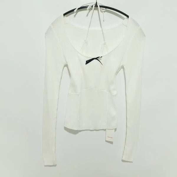 [BUNJANG] Bansell Layered Halterneck Ribbed Knit / 반셀 레이어드 홀터넥 골지 니트 F_M2278