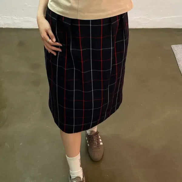 [BUNJANG] Burberry Wool 100 Check Wrap Skirt / 버버리  울100 체크  랩스커트 (1)