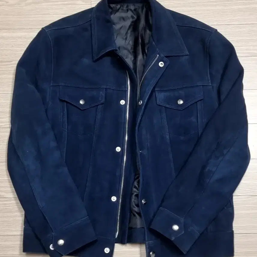 [BUNJANG] Kui Suede Trucker Jacket Navy (Size 105) / 쿠이 스웨이드 트러커 자켓 네이비(105)