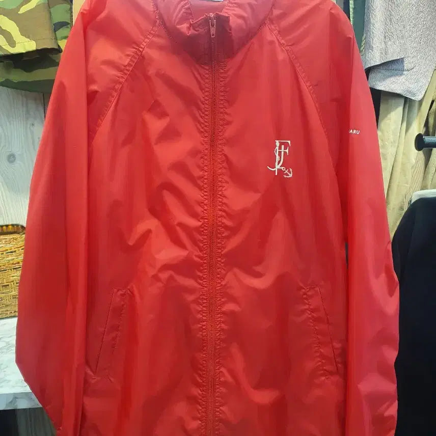 [BUNJANG] Fuji Maru Retro Nylon Windbreaker Jacket (Red) / [빈티지] Fuji Maru 후지마루 크루즈 레트로 나일론 바람막이 자켓 (레드 / 100~105)