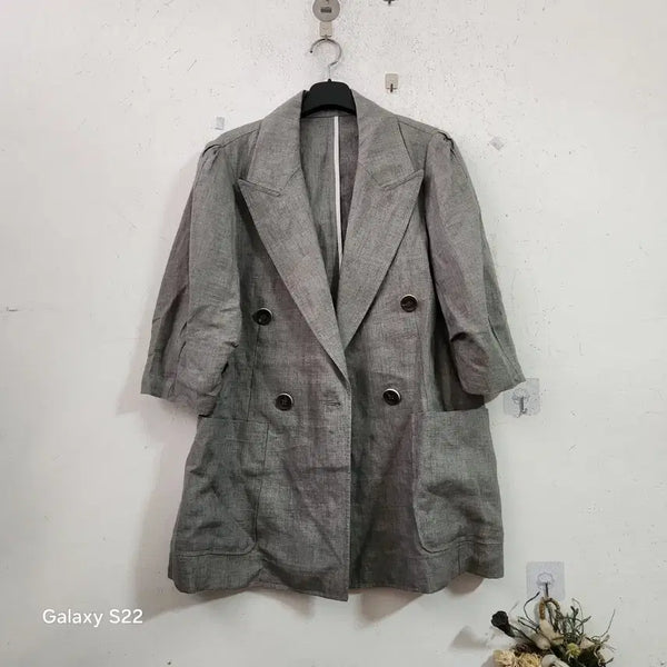 [BUNJANG] Women's Summer Short Sleeve Jacket Gray / 여성 여름 자켓 반팔 그레이