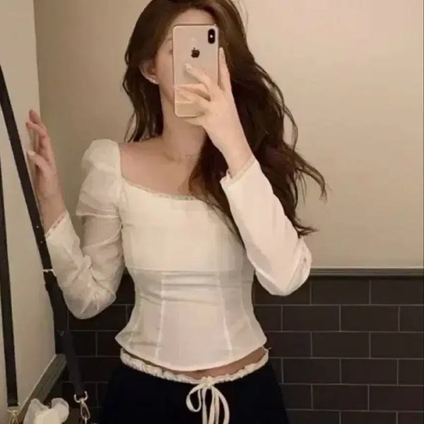 [BUNJANG] Zaenio Clean Square Lace Blouse S / 제니오 zaenio 클린스퀘어 레이스 블라우스 s