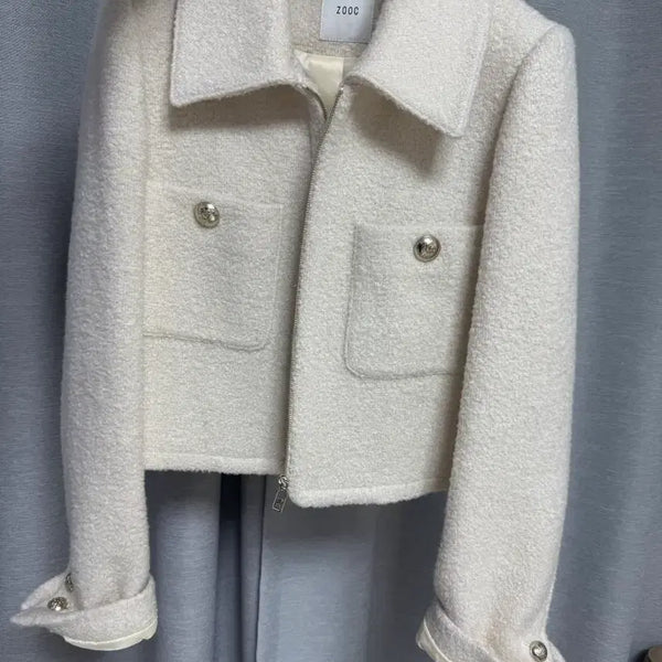 [BUNJANG] JUKE Collar Zip-Up Cropped Jacket / 주크 카라넥 집업 크롭 자켓