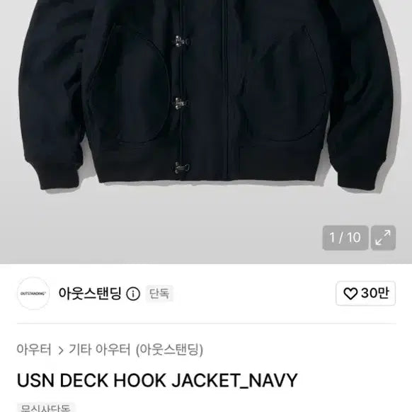 [BUNJANG] Outstanding USN Deck Hook Jacket Navy / 아웃스탠딩 USN 데크 훅 자켓 네이비