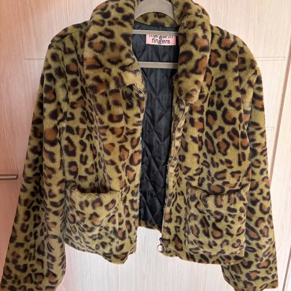 [BUNJANG] Margaret Fingers Leopard Print Eco-Fur Jacket / 마가렛핑거스 에코퍼 호피 자켓