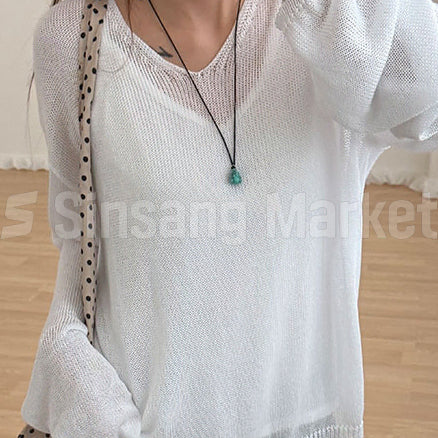 [BUNJANG] Nello Summer V-Neck Knit / [빠른발송] 넬로 썸머 브이넥니트