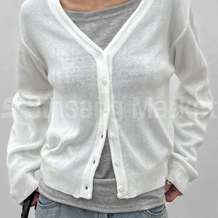 [BUNJANG] Page Summer V-Neck Cardigan / [빠른발송] 페이지 썸머 브이넥 가디건
