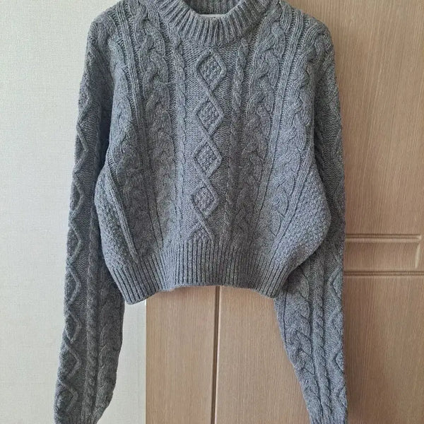 [BUNJANG] Acme Cable Thick Crop Knit / 에크미 케이블 도톰크롭니트