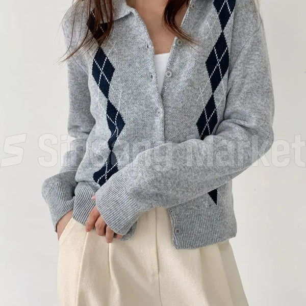 [BUNJANG] Jena Argyle Collar Cardigan / [빠른발송] 제나 아가일 카라가디건