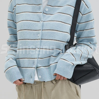 [BUNJANG] Pio Color Block Round Cardigan / [빠른발송] 피오 3색 단가라 라운드 가디건