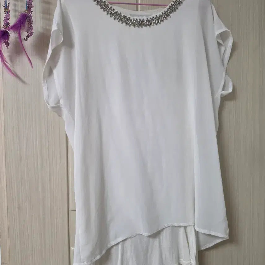 [BUNJANG] White Jewel Blouse / 화이트 보석 블라우스