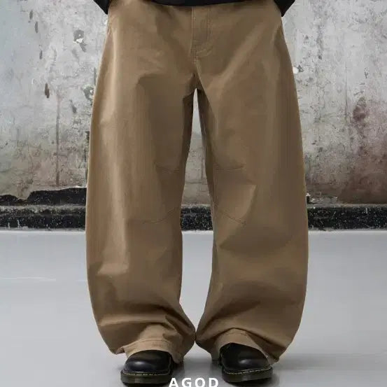 [BUNJANG] AGEDOD Snap Button Curved Pants Beige / 에이지오디 스냅 버튼 커브드 팬츠 [베이지]