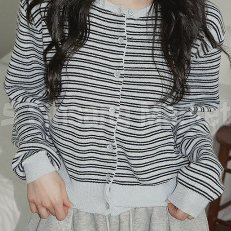 [BUNJANG] Slik Striped Round Cardigan / [빠른발송] 슬릭 단가라 라운드가디건 봄 가을