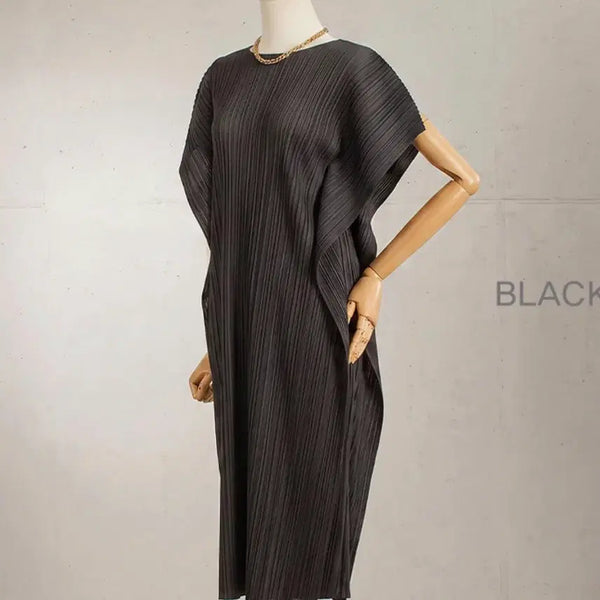 [BUNJANG] Pleated Black Midi Dress / 플리츠 블랙 원피스