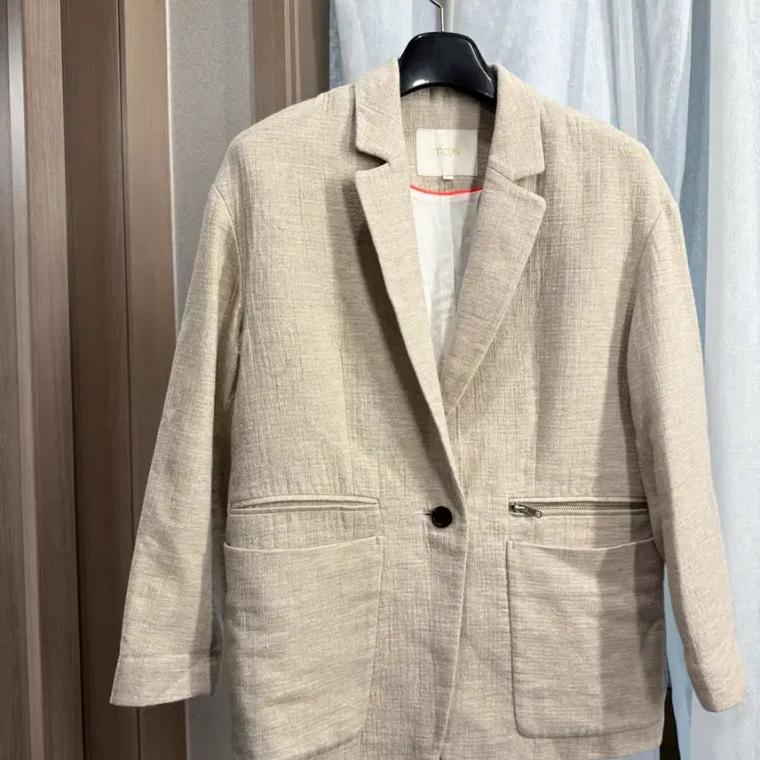 [BUNJANG] MAJE Beige Check Oversized Jacket Size 1 / 마쥬 MAJE 베이지 체크 오버핏 자켓 1사이즈