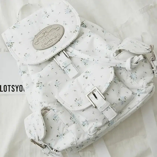 [BUNJANG] Ratsyou Floral Backpack White / 라츠유 플로럴 백팩 화이트