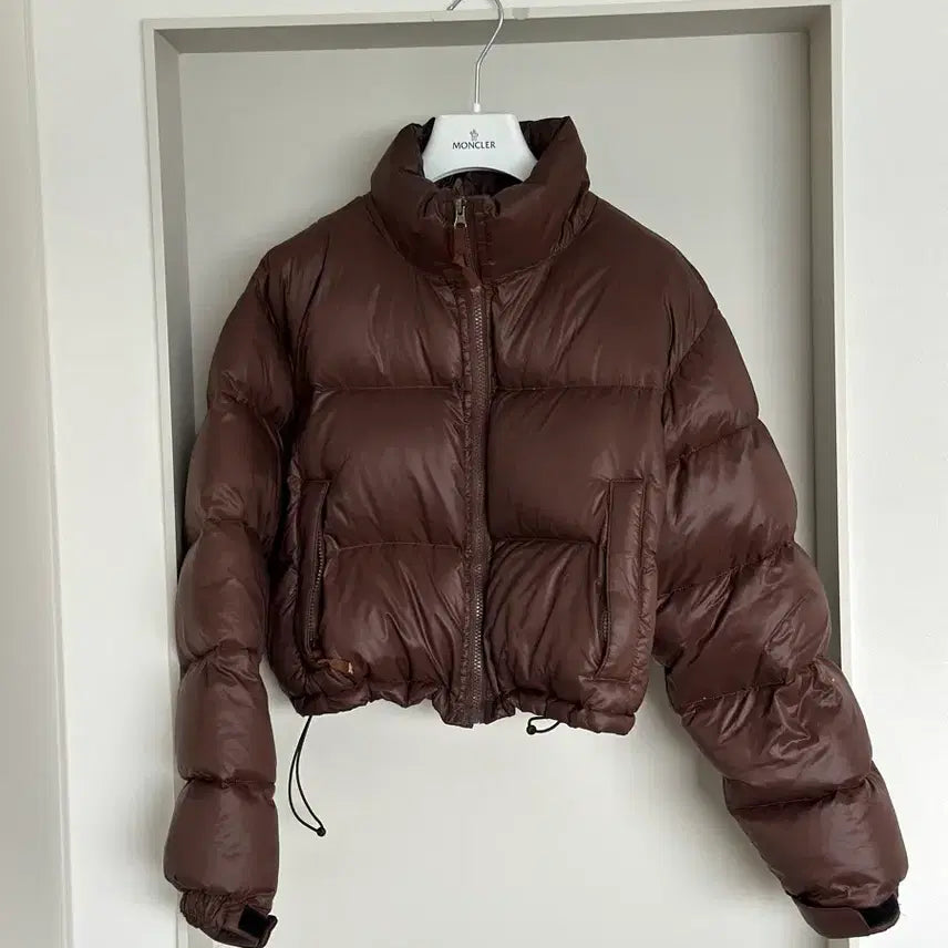 [BUNJANG] Laloom Brown Cropped Duck Down 100% Padding Jacket / 라룸 브라운 크롭 오리털 덕다운 패딩 100%