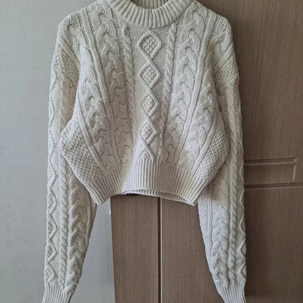 [BUNJANG] Acme Cable Cropped Knit / 에크미 케이블 도톰 크롭니트