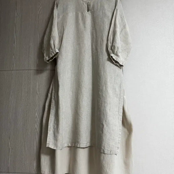 [BUNJANG] MONOCHROME 100% Linen Layered Dress / 모노크롬 마 100% 레이어드 원피스