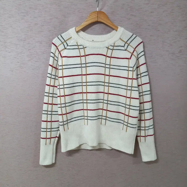 [BUNJANG] MAJE Ivory Pattern Knit Top / B9-4/마쥬 아이보리 패턴 시보리 니트티 가을겨울 여성