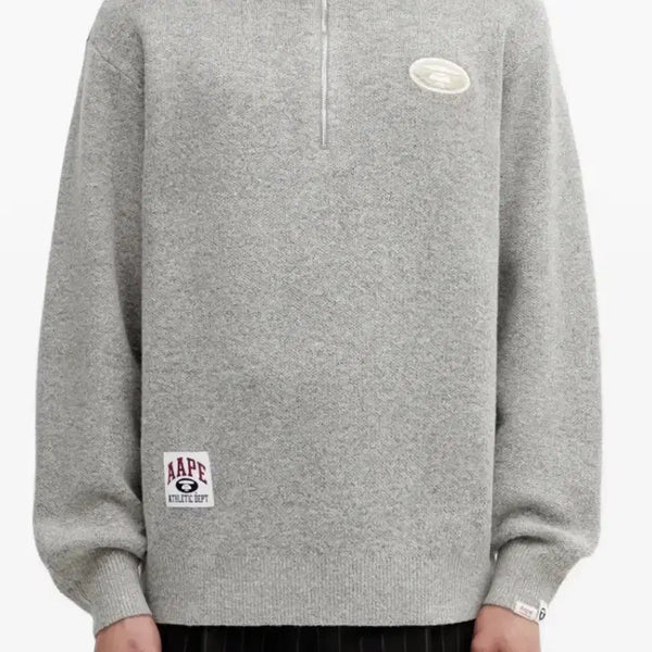 [BUNJANG] AAPE Moonface Half Zip Knit Sweater / AAPE 문페이스 하프 지퍼 니트 스웨터 M