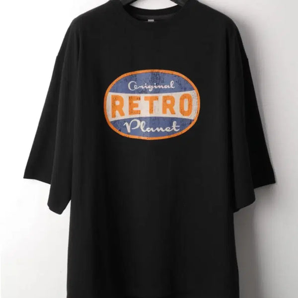 [BUNJANG] Retro Print Oversized Box T-Shirt Black / 레트로 프린트 오버핏 박스 빈팔티 블랙