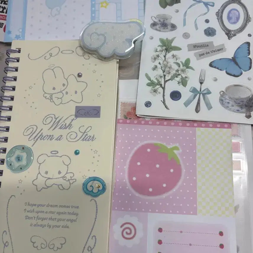 [BUNJANG] Daiso Angelcore Half Note + Clip + Sticker Bundle Set / [다이소 엔젤코어] 하프 노트+ 집게+ 스티커 일괄