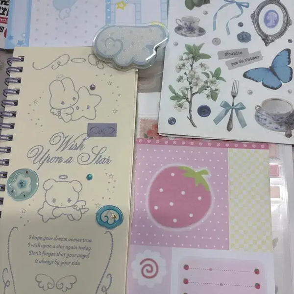 [BUNJANG] Daiso Angelcore Half Note + Clip + Sticker Bundle Set / [다이소 엔젤코어] 하프 노트+ 집게+ 스티커 일괄