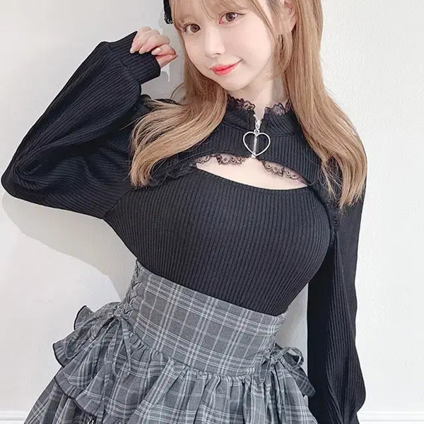 [BUNJANG] MARS Heart Zipper Teleco Knit / MARS 마즈 하트 지퍼 텔레코 니트