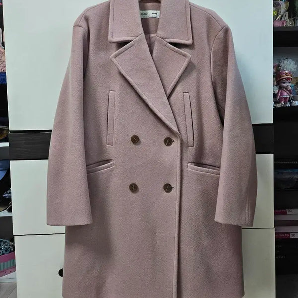 [BUNJANG] MIXXO Soft Pink Wool Blend Coat - Size S / 미쏘 연핑크 울 모직 코트