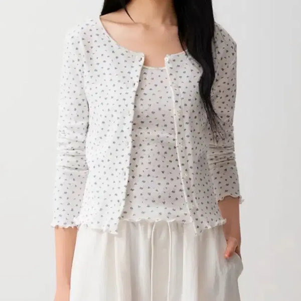 [BUNJANG] SPAO Flower Sleeveless Cardigan Set / 스파오 플라워 나시 가디건 세트