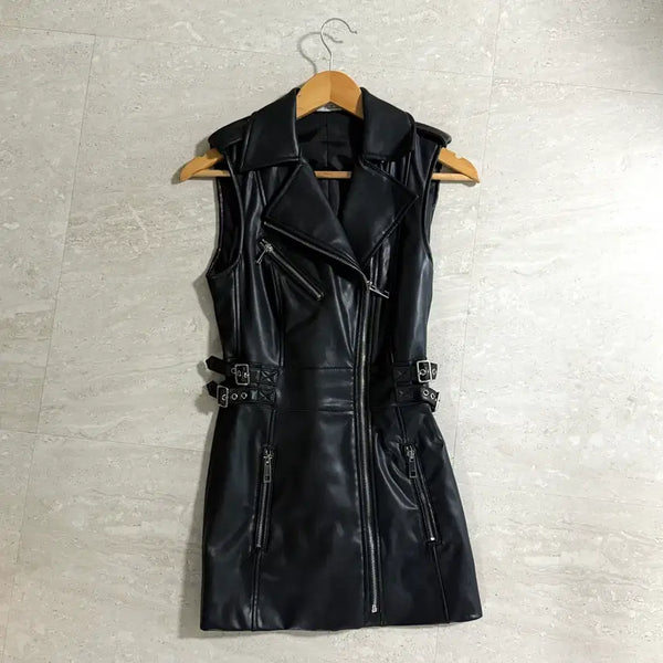 [BUNJANG] Zara Vegan Leather Mini Dress / 자라 비건레더 미니 원피스