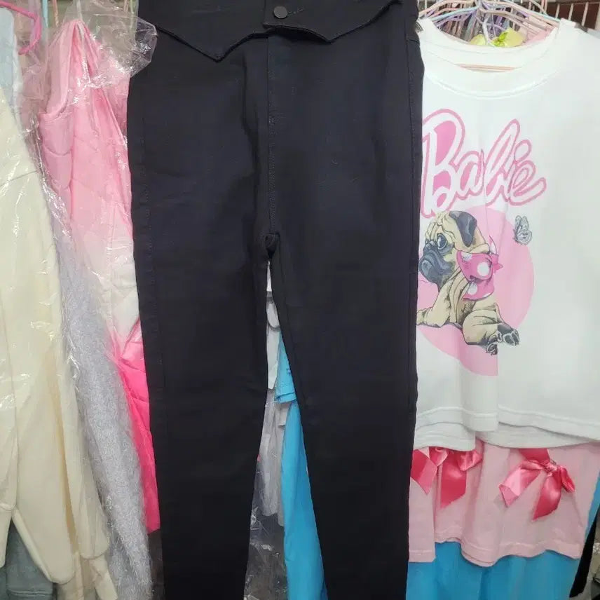 [BUNJANG] High-Waisted Button Black Pants / 하이웨스트 버튼 블랙 팬츠 수입