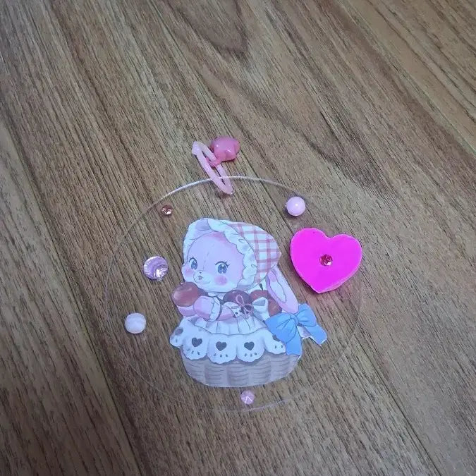 [BUNJANG] Clear Keyring with Rabbit, Basket, and Heart Charm / 투명 키링 토끼 바구니 하트