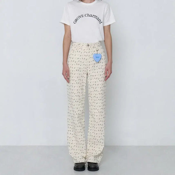 [BUNJANG] Grove Store Corduroy Flower Pattern Pants / 그로브 스토어 코듀로이 플라워 패턴 팬츠